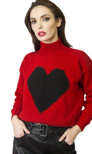 "Heart sweater " hand made knitted