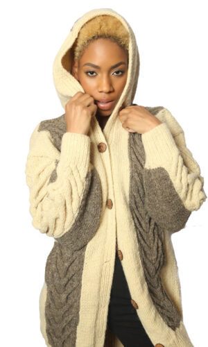 Handmade knitted Sweater – Coat 100% Sheep Wool