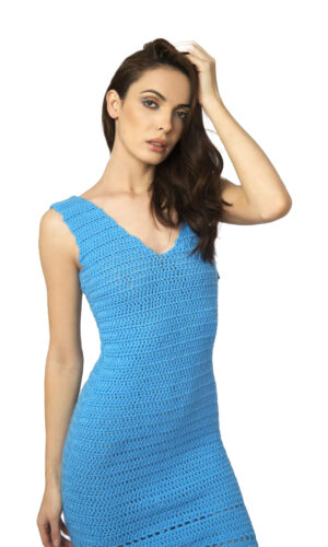Handmade Knitted Blue Dress