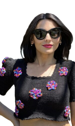 Handmade Knitted flower sweater