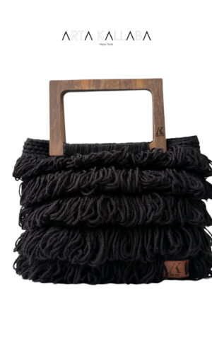 Black “Sheep” Bag with wooden handle